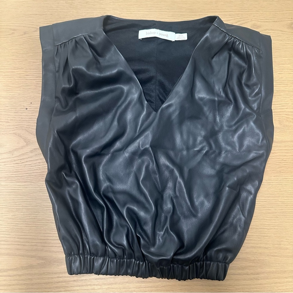 Black Faux Leather Top